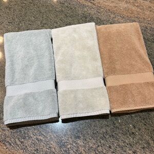 (3) Restoration Hardware RH Hand Towels Set of 3 Gray Tan Cotton Bathroom Towels